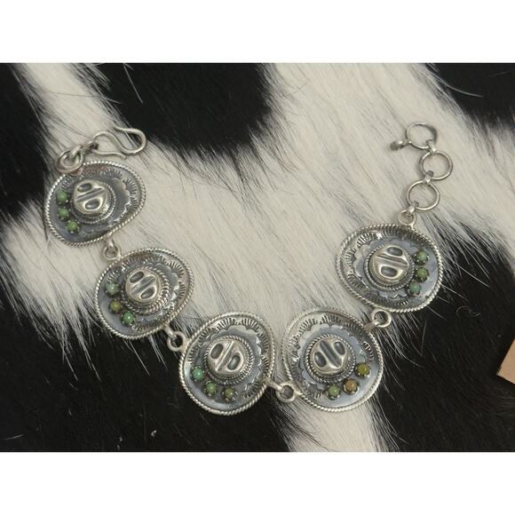 Native American SW Sterling Turquoise Cowboy Cowgirl Hat Western Barbie Bracelet - Picture 9 of 9